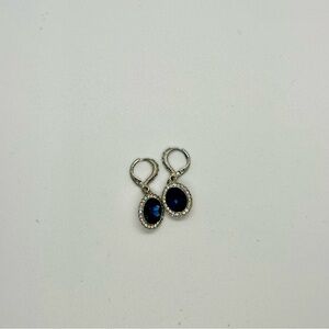 Givenchy Blue and Silver Drop Earrings with Halo Design